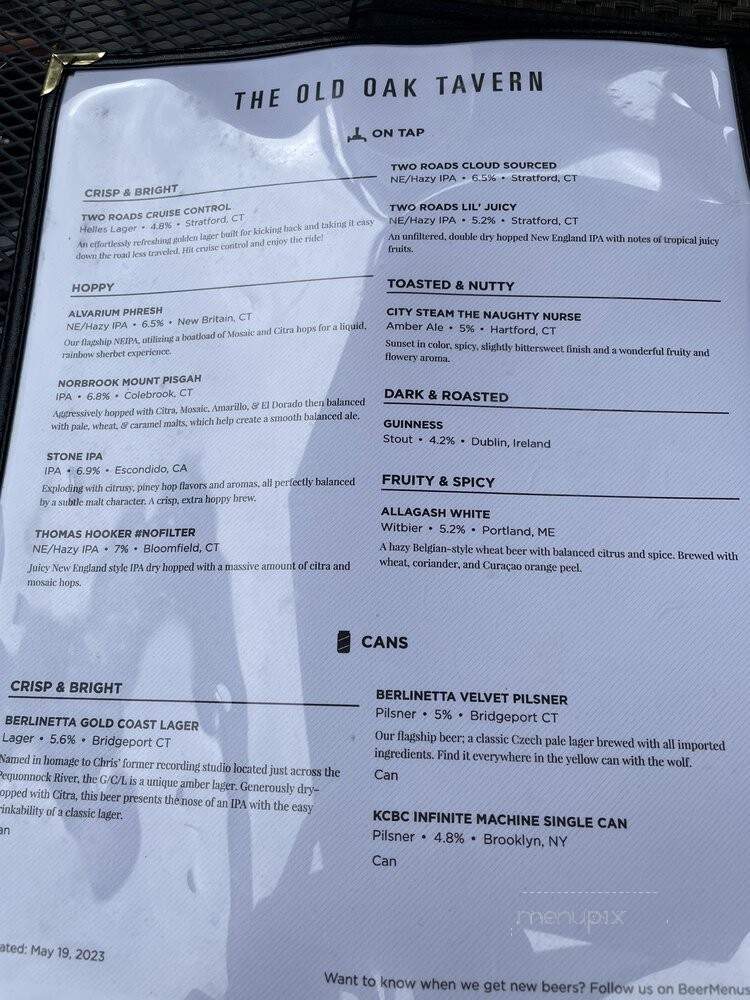 The Old Oak Tavern - New Milford, CT menu_pic