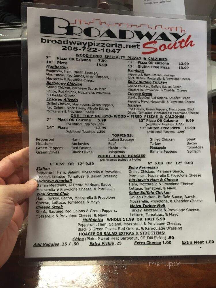 Broadway Pizzeria - Tuscaloosa, AL menu_pic