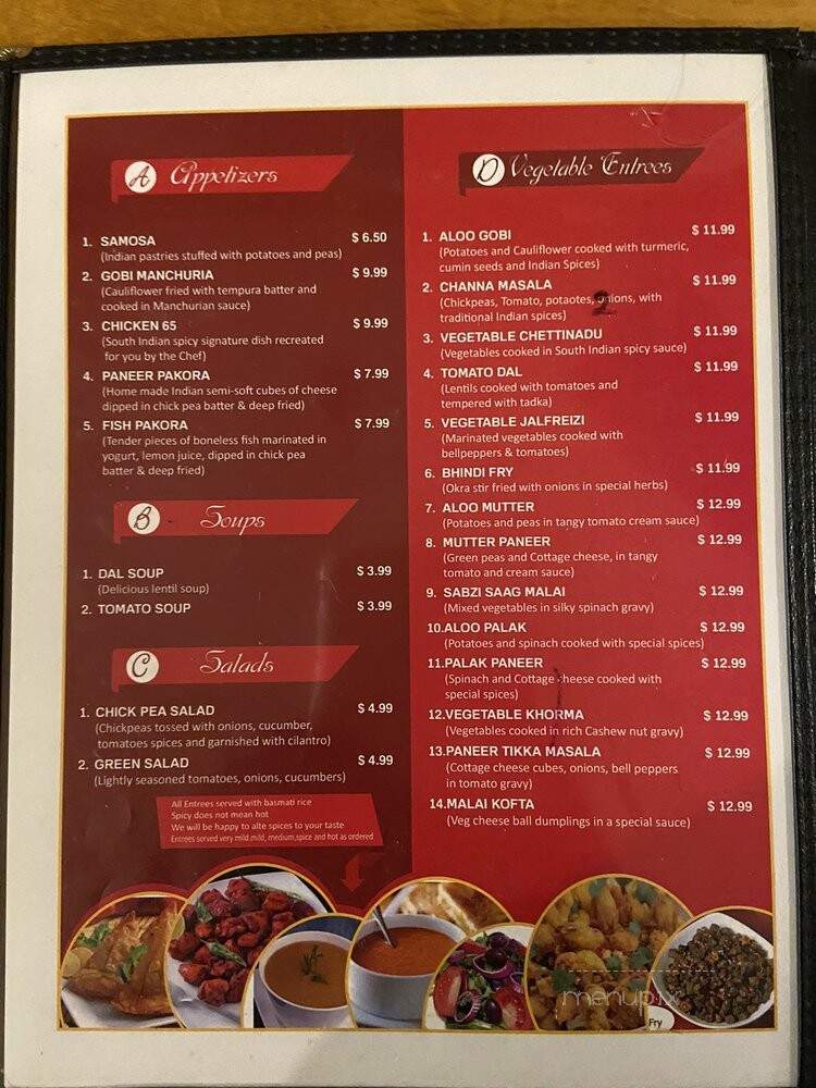 Sizzler Cuisine of India - Jackson, TN menu_pic
