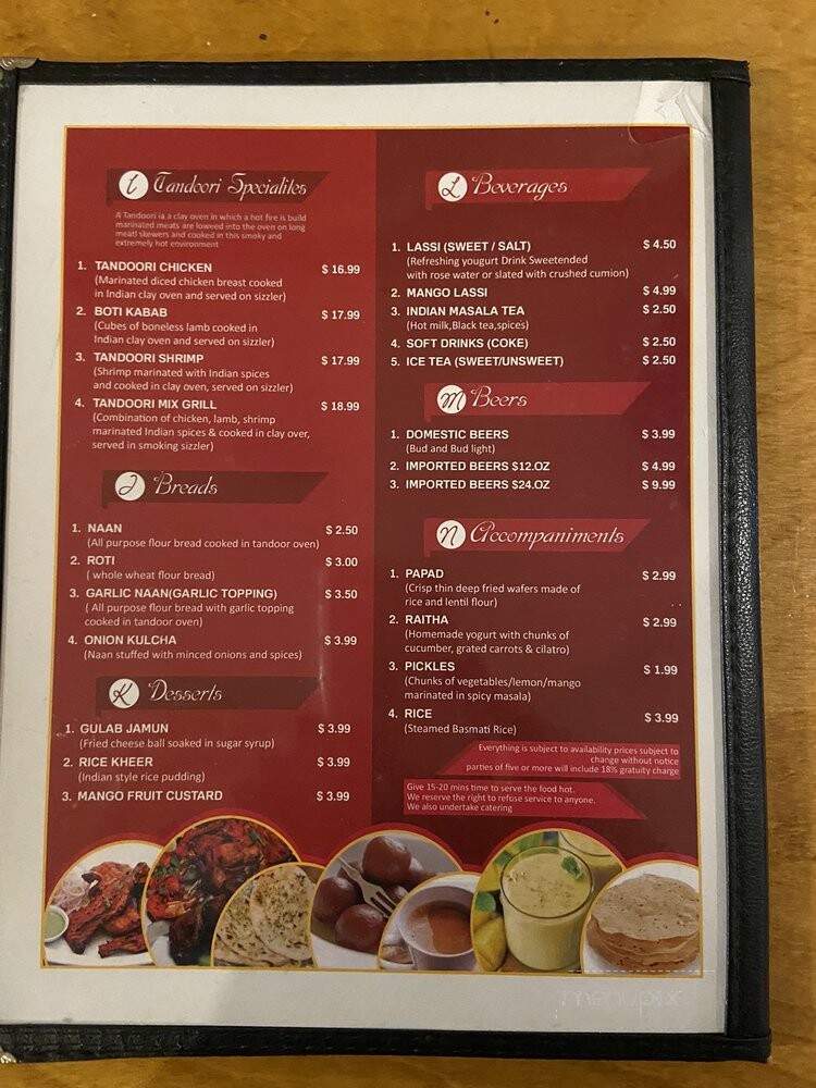 Sizzler Cuisine of India - Jackson, TN menu_pic
