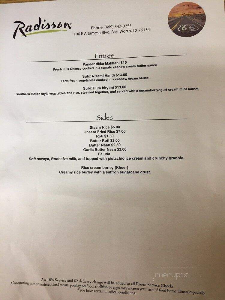Route 66 Indian Buffet Extended - Fort Worth, TX menu_pic