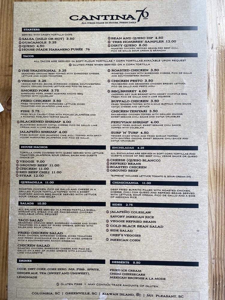 Cantina 76 - Greenville, SC menu_pic