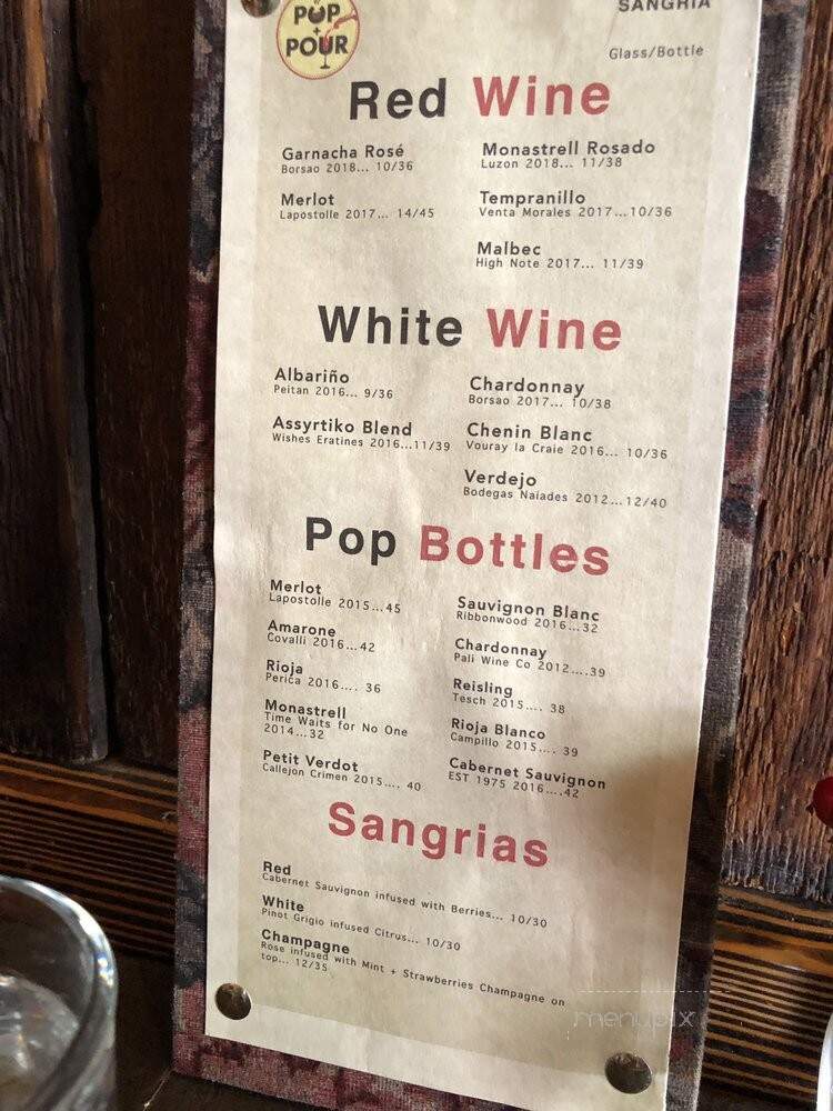 Pop and Pour Cafe - New York, NY menu_pic