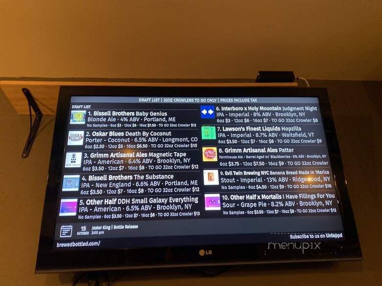 Brewed and Bottled Craft Beer Shop - Lewiston, NY menu_pic