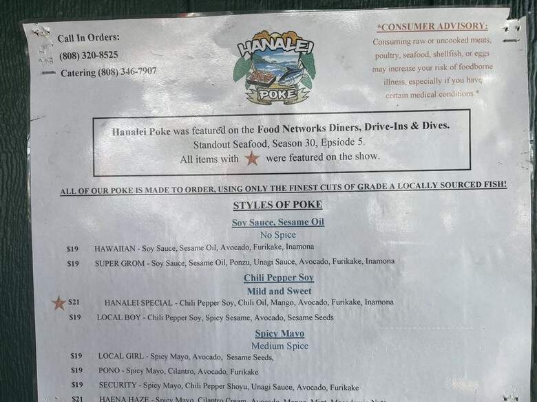 Kealia Poke - Hanalei, HI menu_pic