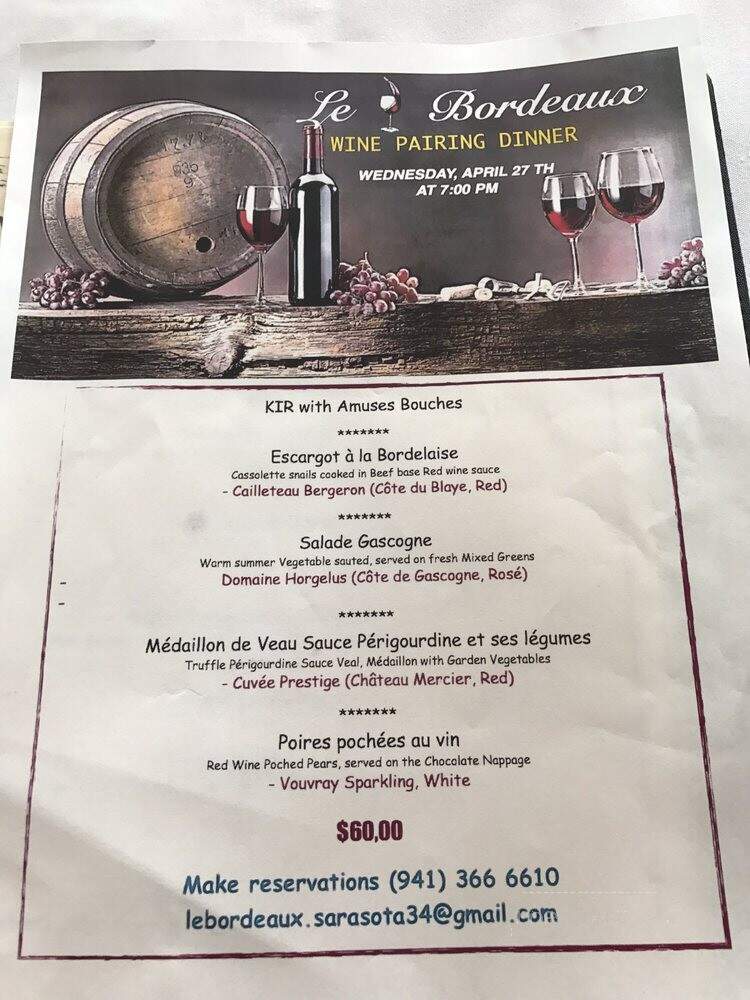 Le Bordeaux - Sarasota, FL menu_pic