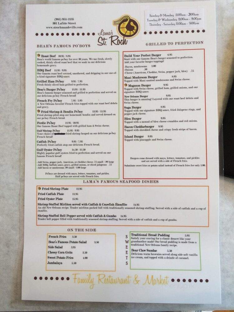 St. Roch Family Restaurant & Market - Mandeville, LA menu_pic
