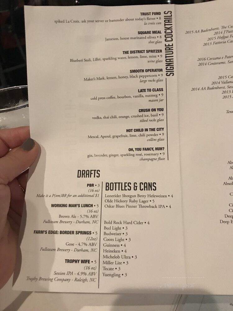 The District Raleigh - Raleigh, NC menu_pic