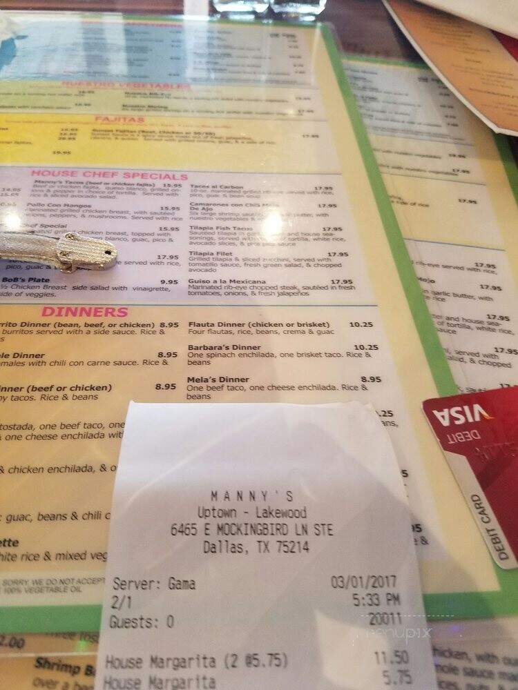 Manny's Uptown - Dallas, TX menu_pic