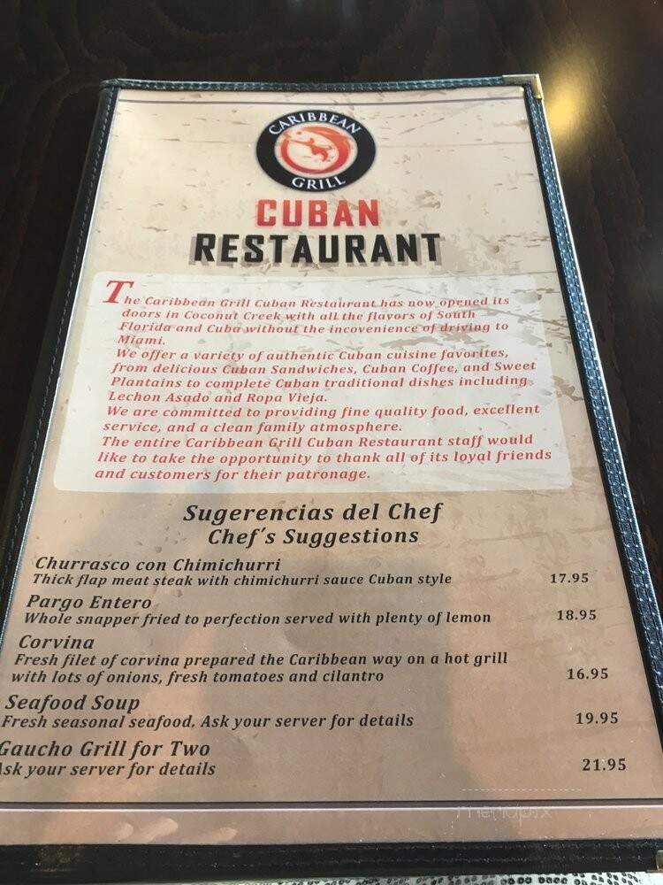 Caribbean Grill Cuban Restaurant - Coconut Creek, FL menu_pic
