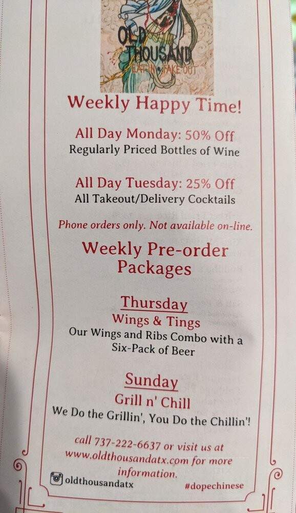 Old Thousand - Austin, TX menu_pic