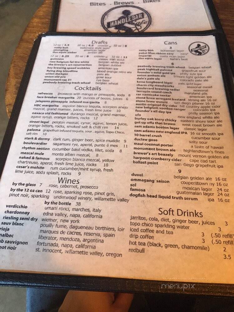 The Handlebar Cafe - Baltimore, MD menu_pic