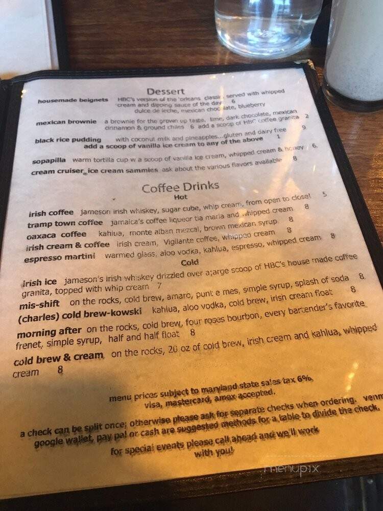The Handlebar Cafe - Baltimore, MD menu_pic