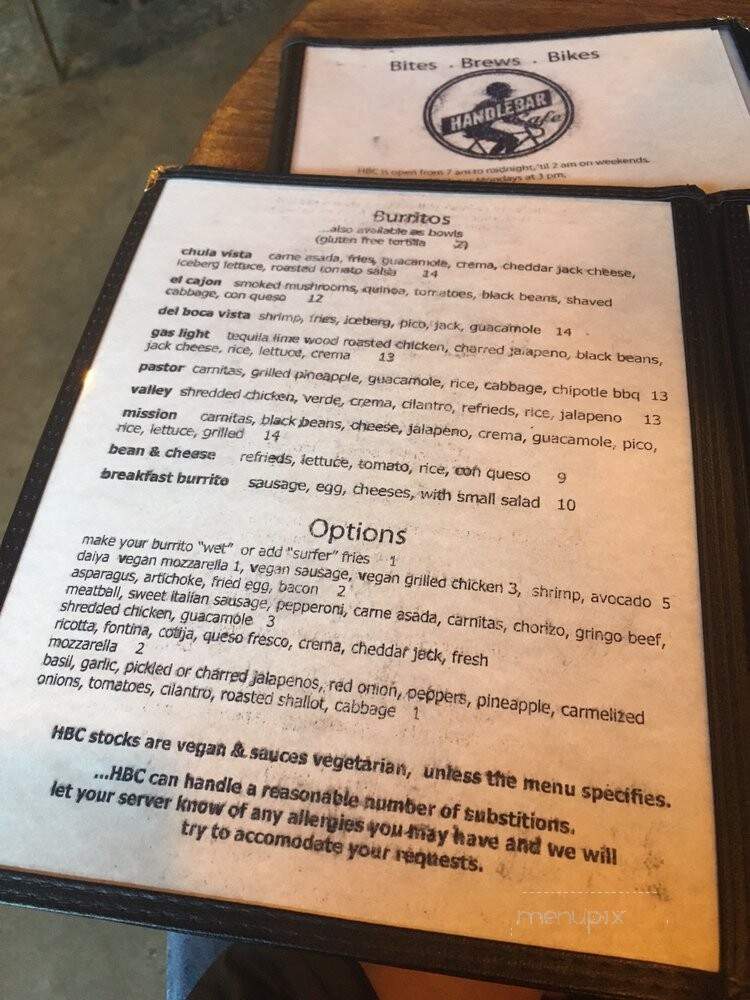 The Handlebar Cafe - Baltimore, MD menu_pic