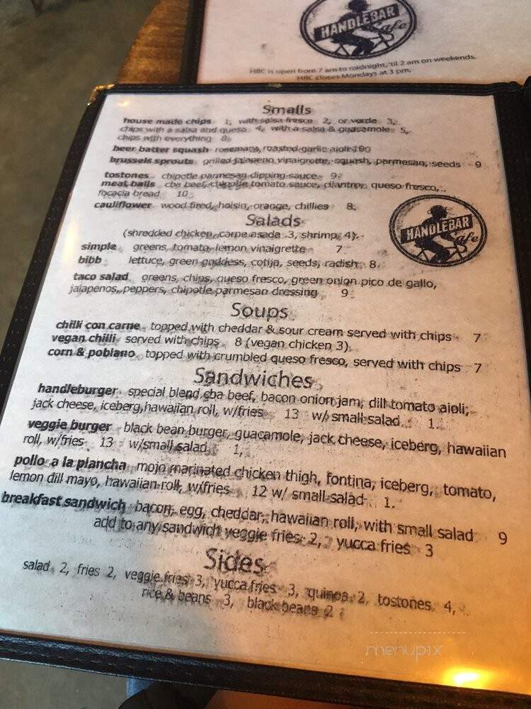 The Handlebar Cafe - Baltimore, MD menu_pic