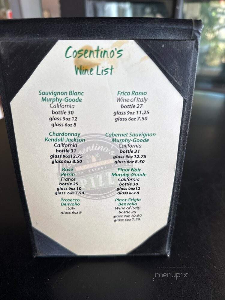 Cosentino's Pizza - San Clemente, CA menu_pic