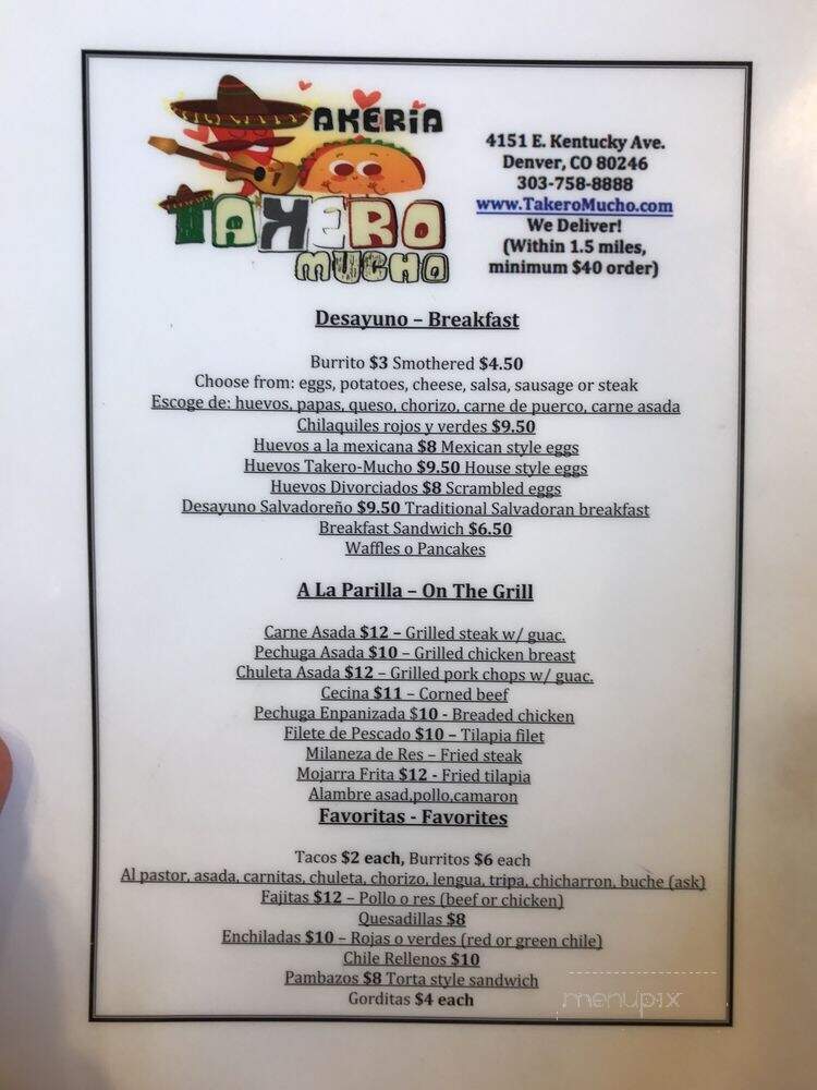Takero Mucho - Denver, CO menu_pic
