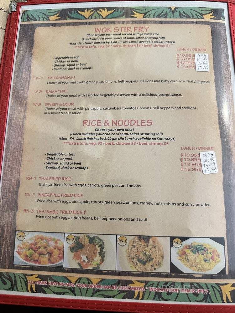 Thai Farms Restaurant - Hartford, CT menu_pic