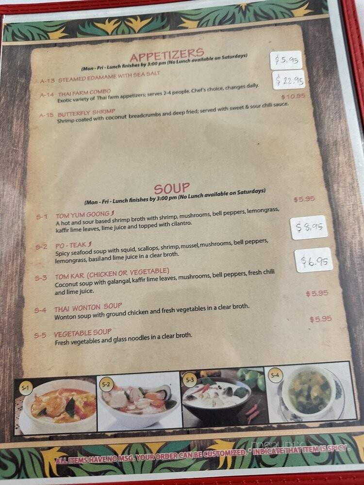 Thai Farms Restaurant - Hartford, CT menu_pic