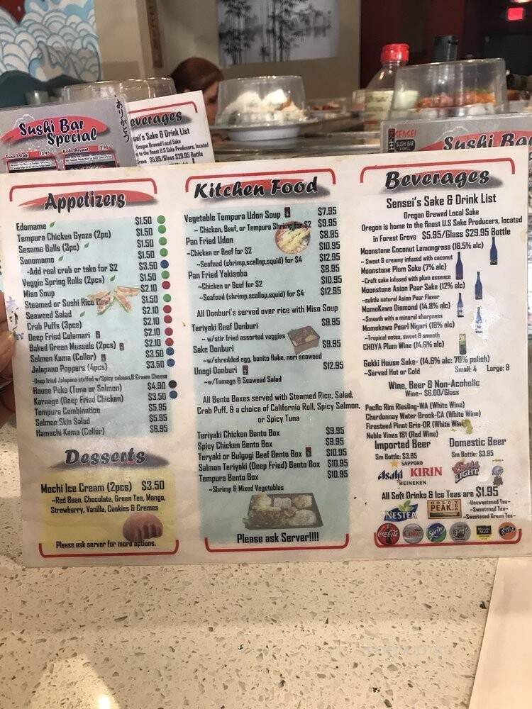 Sensei Sushi - Portland, OR menu_pic
