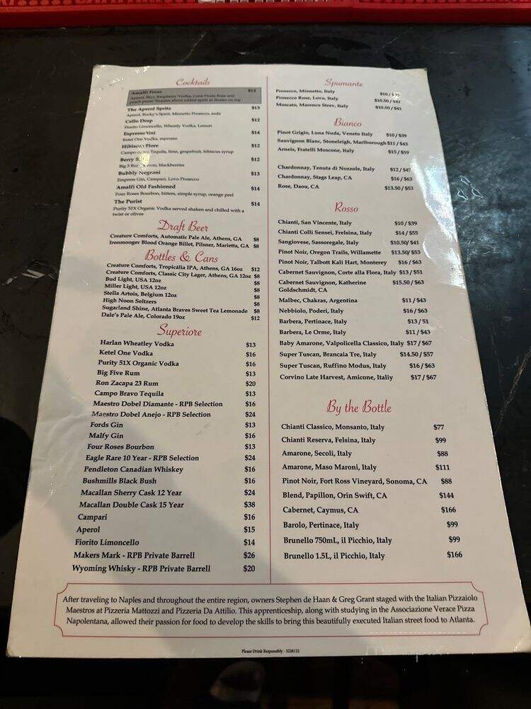 Amalfi Pizza - Atlanta, GA menu_pic