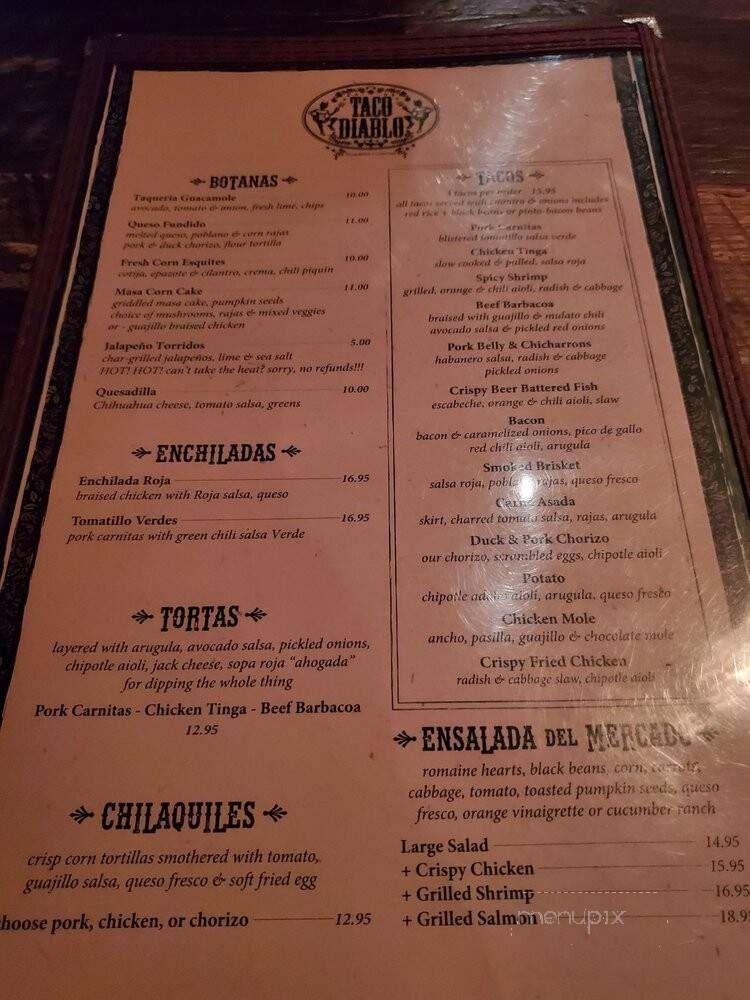 Taco Diablo - Evanston, IL menu_pic