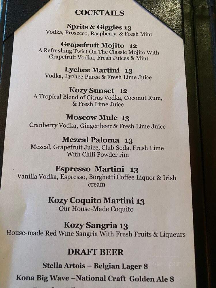 Kinda Kozy - Fishkill, NY menu_pic
