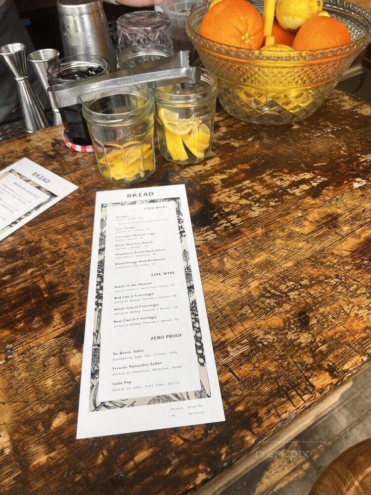 Bread Bar - Silver Plume, CO menu_pic