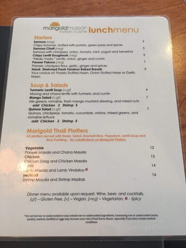 Marigold Maison - Lincolnshire, IL menu_pic