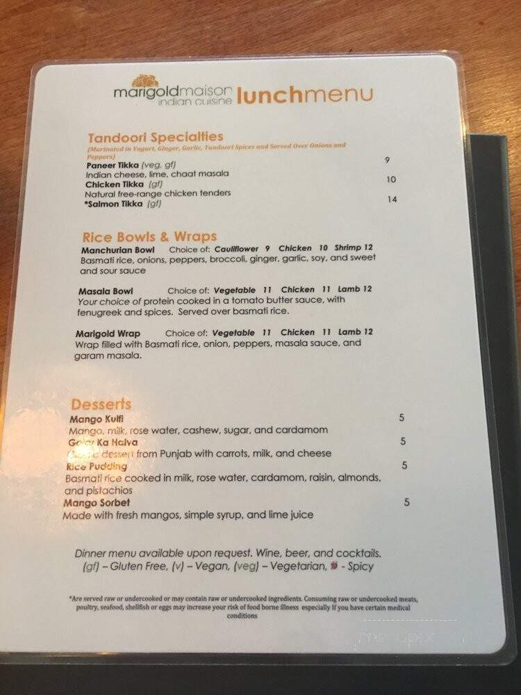 Marigold Maison - Lincolnshire, IL menu_pic