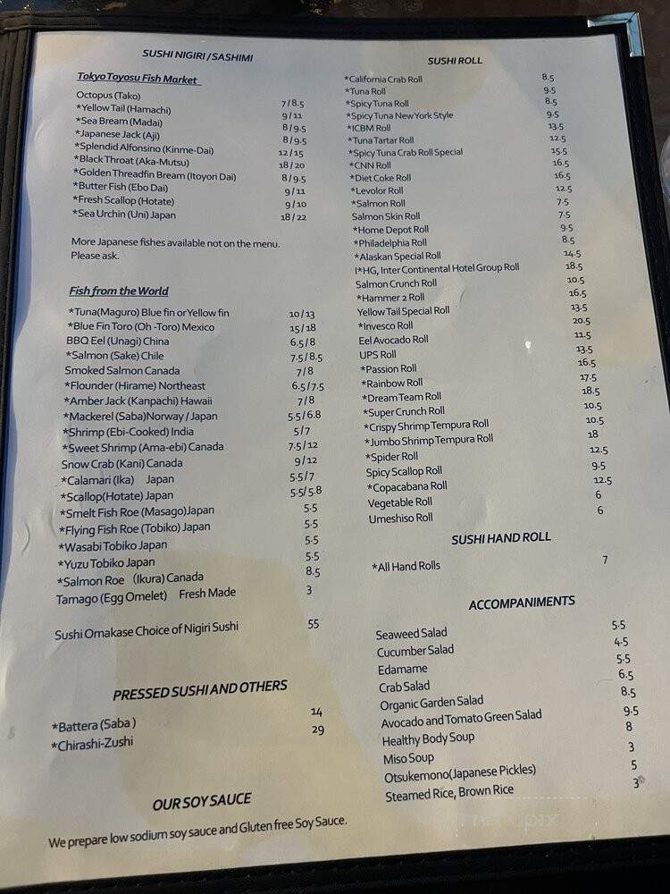 Taka Sushi and Passion - Sandy Springs, GA menu_pic