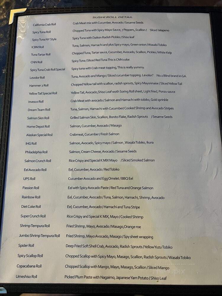 Taka Sushi and Passion - Sandy Springs, GA menu_pic