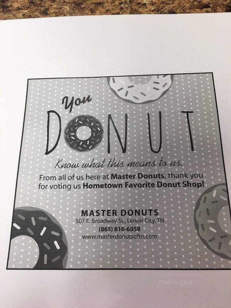 Master Donuts - Lenoir City, TN menu_pic