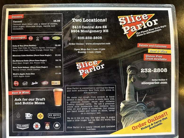 Slice Parlor - Albuquerque, NM menu_pic