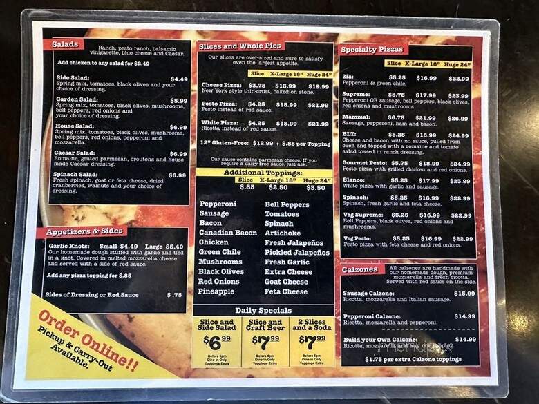Slice Parlor - Albuquerque, NM menu_pic