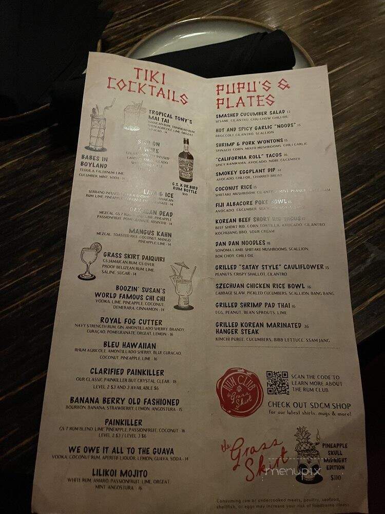 The Grass Skirt - San Diego, CA menu_pic