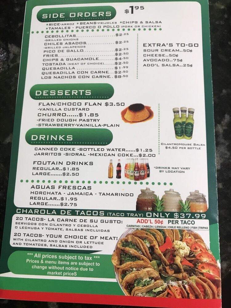 Cilantro Taco Grill Elmhurst - Elmhurst, IL menu_pic