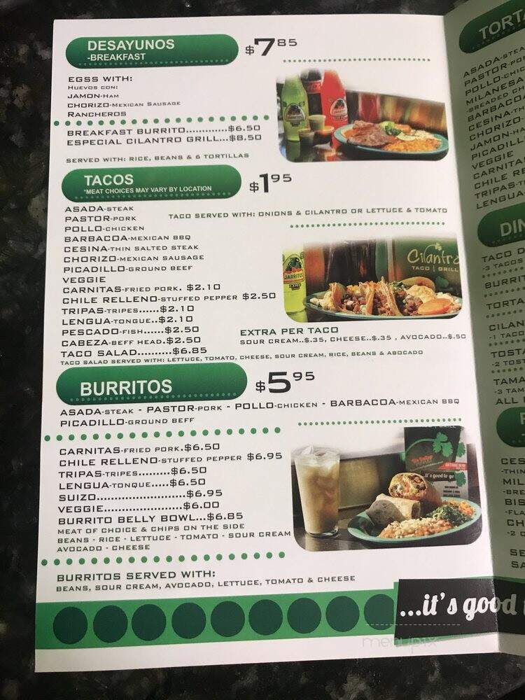 Cilantro Taco Grill Elmhurst - Elmhurst, IL menu_pic