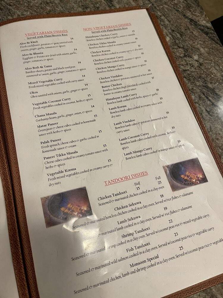 Monsoon Himalayan Cuisine - Half Moon Bay, CA menu_pic