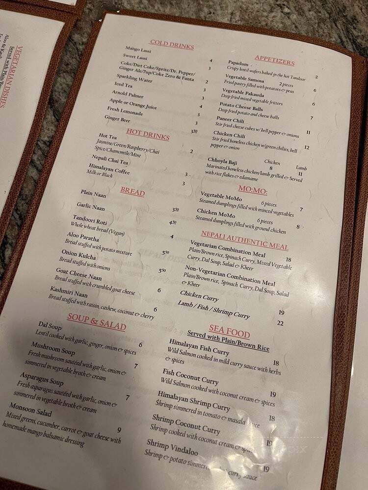Monsoon Himalayan Cuisine - Half Moon Bay, CA menu_pic