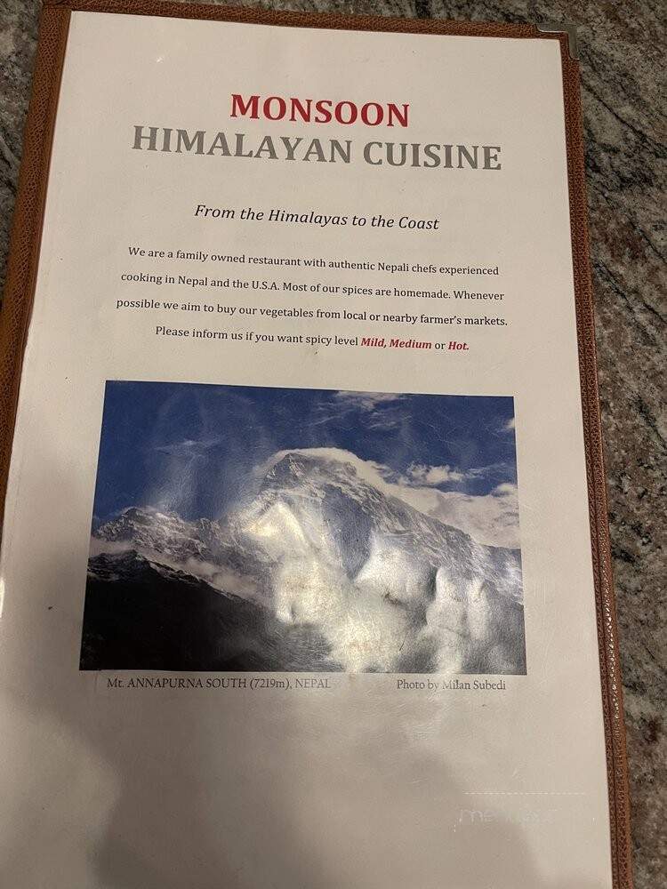Monsoon Himalayan Cuisine - Half Moon Bay, CA menu_pic