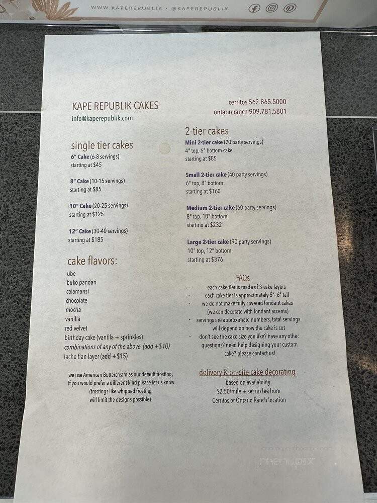 Kape Republik - Cerritos, CA menu_pic
