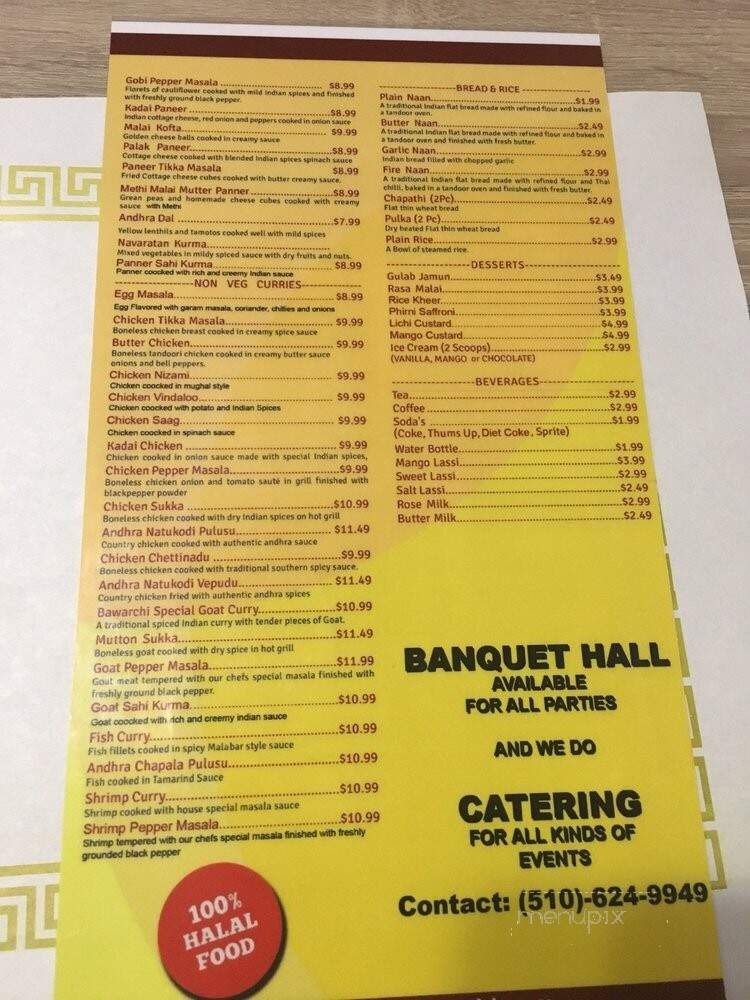 Bawarchi Biryani Point - Fremont, CA menu_pic