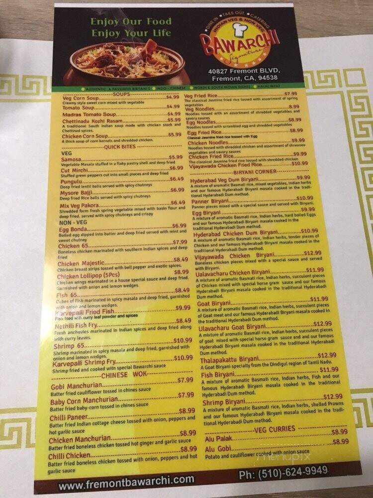 Bawarchi Biryani Point - Fremont, CA menu_pic