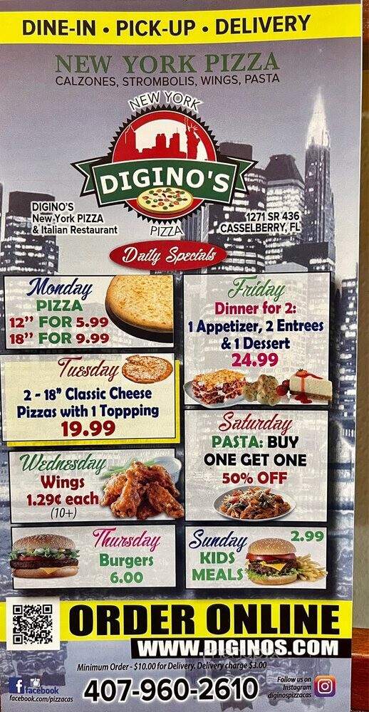 Digino's Pizza Bar & Grill - Casselberry, FL menu_pic
