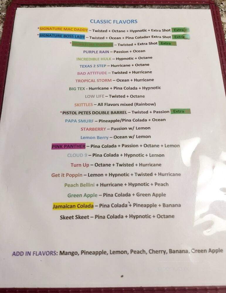 Daiquiri Daddi Cafe - Fort Worth, TX menu_pic
