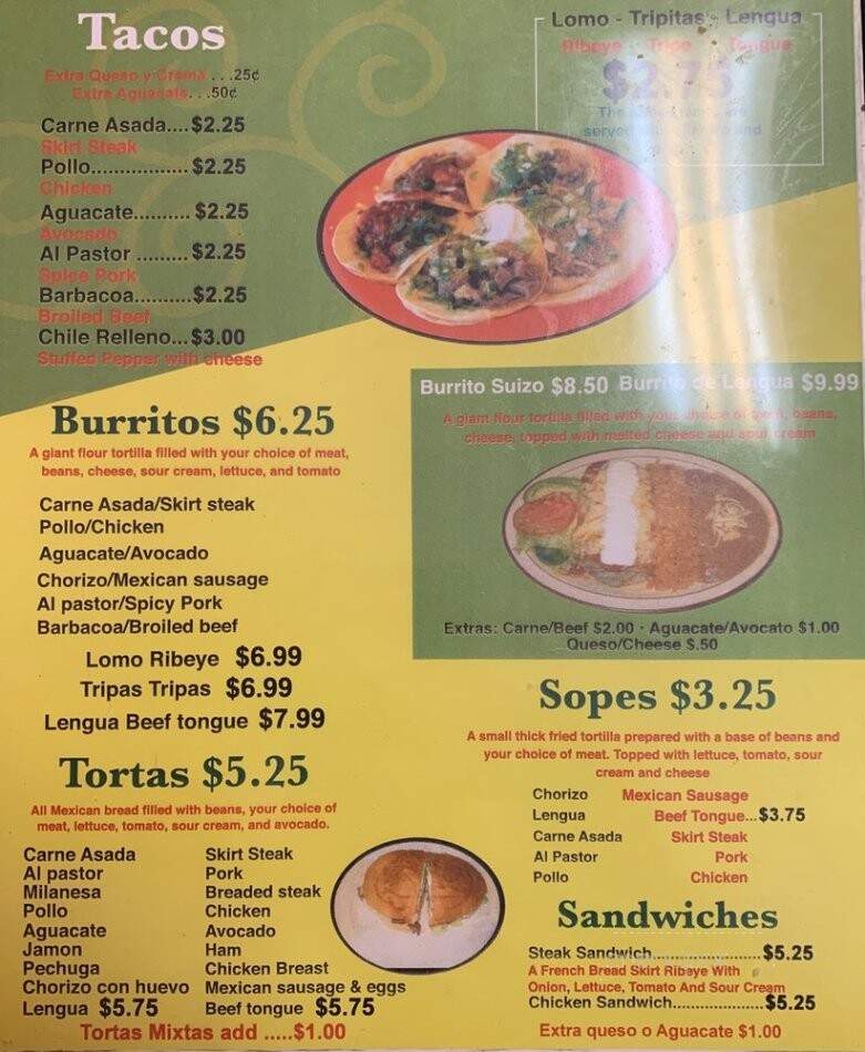 Nuevo Jalisco - Chicago, IL menu_pic