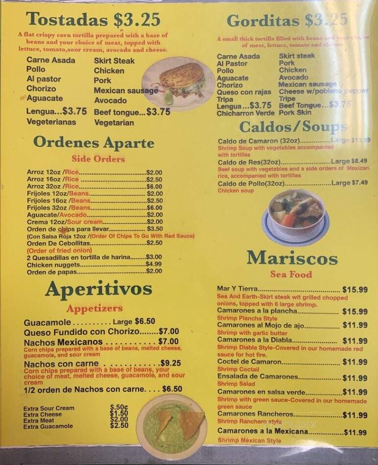 Nuevo Jalisco - Chicago, IL menu_pic