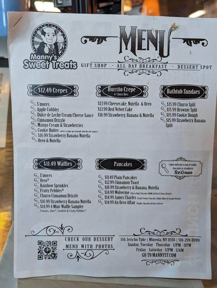 Manny's Sweet Treats - Mineola, NY menu_pic