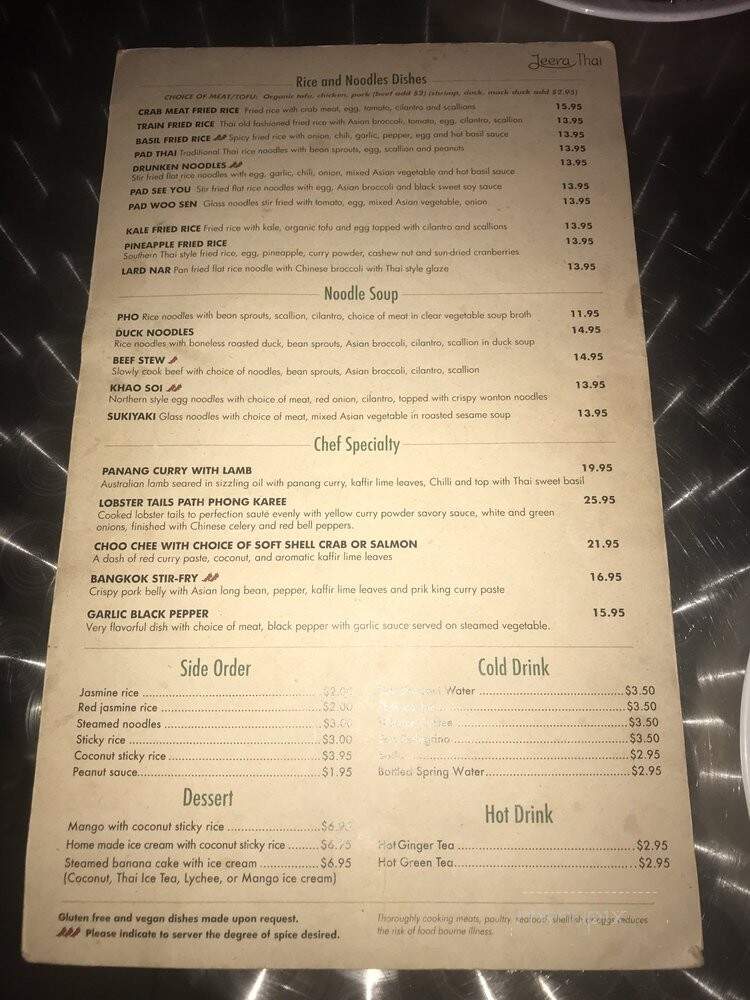 Jeera Little Thai Kitchen - Westport, CT menu_pic